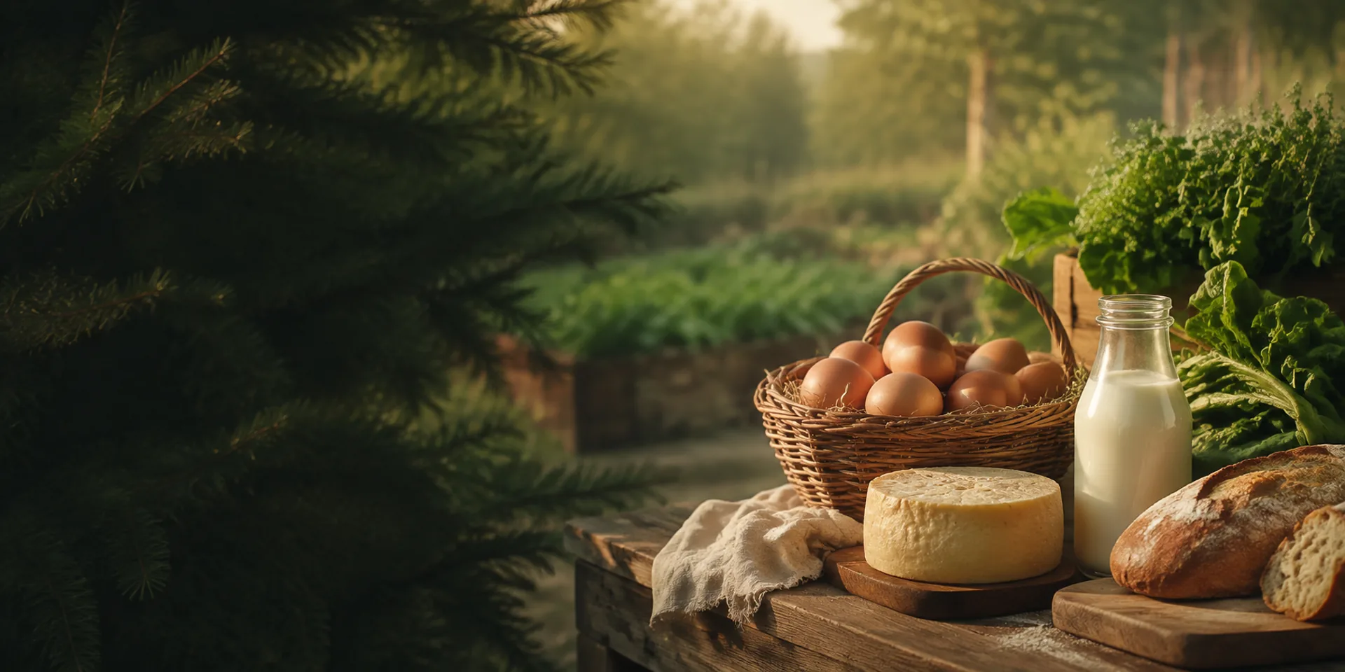 Фермерские продукты на деревянном столе